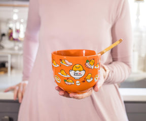 Sanrio Gudetama Japanese Top Ramen Dinnerware Set | 20-Ounce Ramen Bowl, Chopsticks