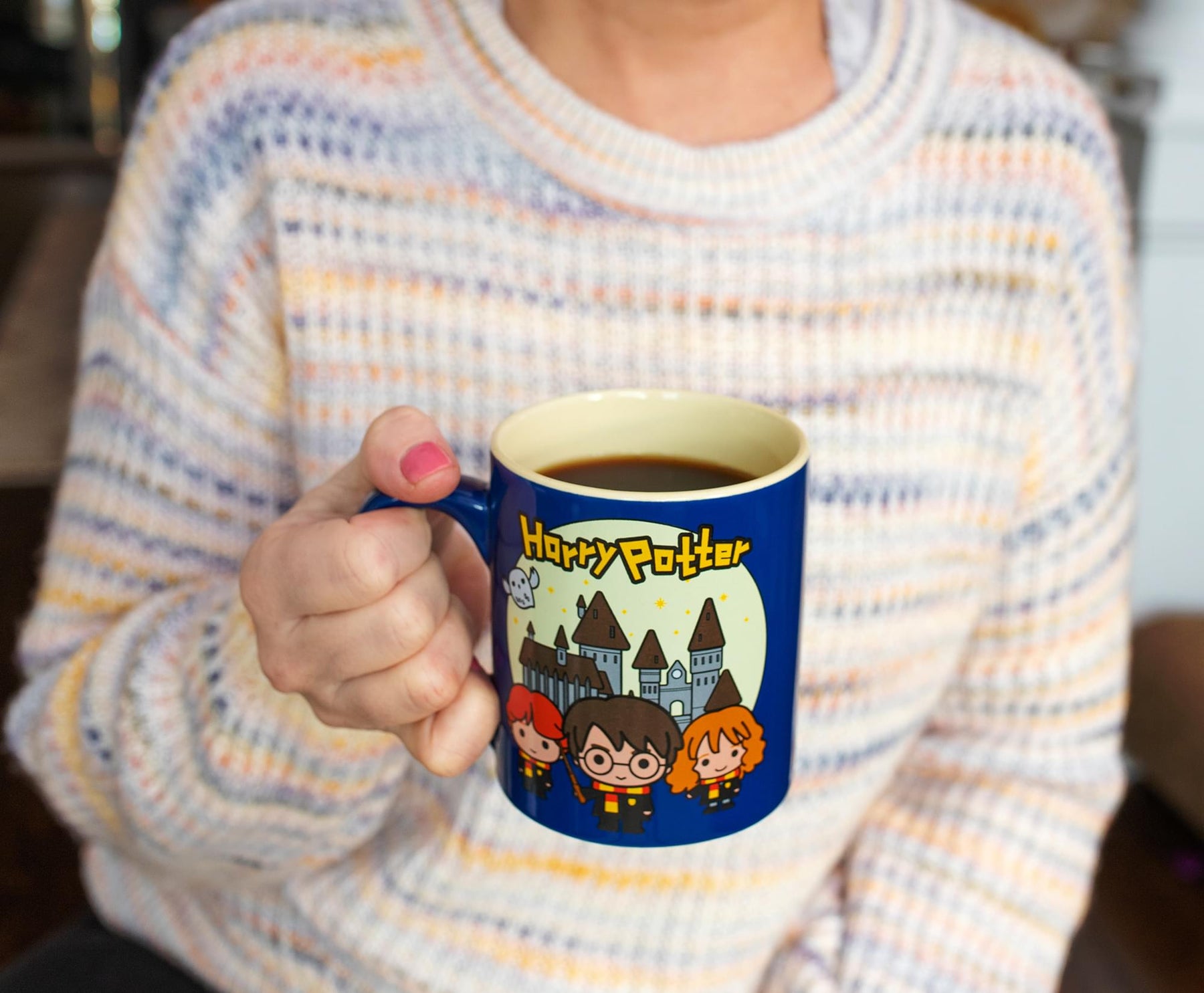 Harry Potter Chibi Trio Scene Ceramic Mug | Holds 14 Ounces