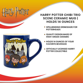 Harry Potter Chibi Trio Scene Ceramic Mug | Holds 14 Ounces