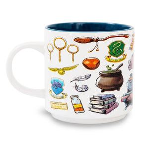 Harry Potter Hogwarts Allover Icons Ceramic Stacking Mug | Holds 13 Ounces