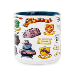 Harry Potter Hogwarts Allover Icons Ceramic Stacking Mug | Holds 13 Ounces