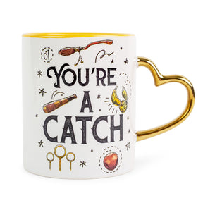 Harry Potter Quidditch "You're A Catch" Sculpted Handle Ceramic Mug | 14 Ounces