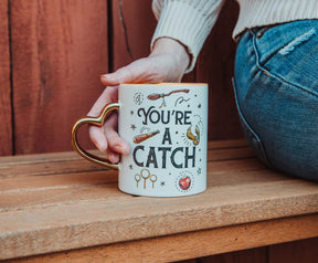 Harry Potter Quidditch "You're A Catch" Sculpted Handle Ceramic Mug | 14 Ounces