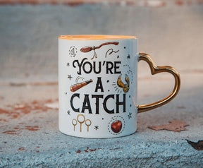 Harry Potter Quidditch "You're A Catch" Sculpted Handle Ceramic Mug | 14 Ounces