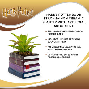 Harry Potter Book Stack 3-Inch Ceramic Planter With Artificial Succulent