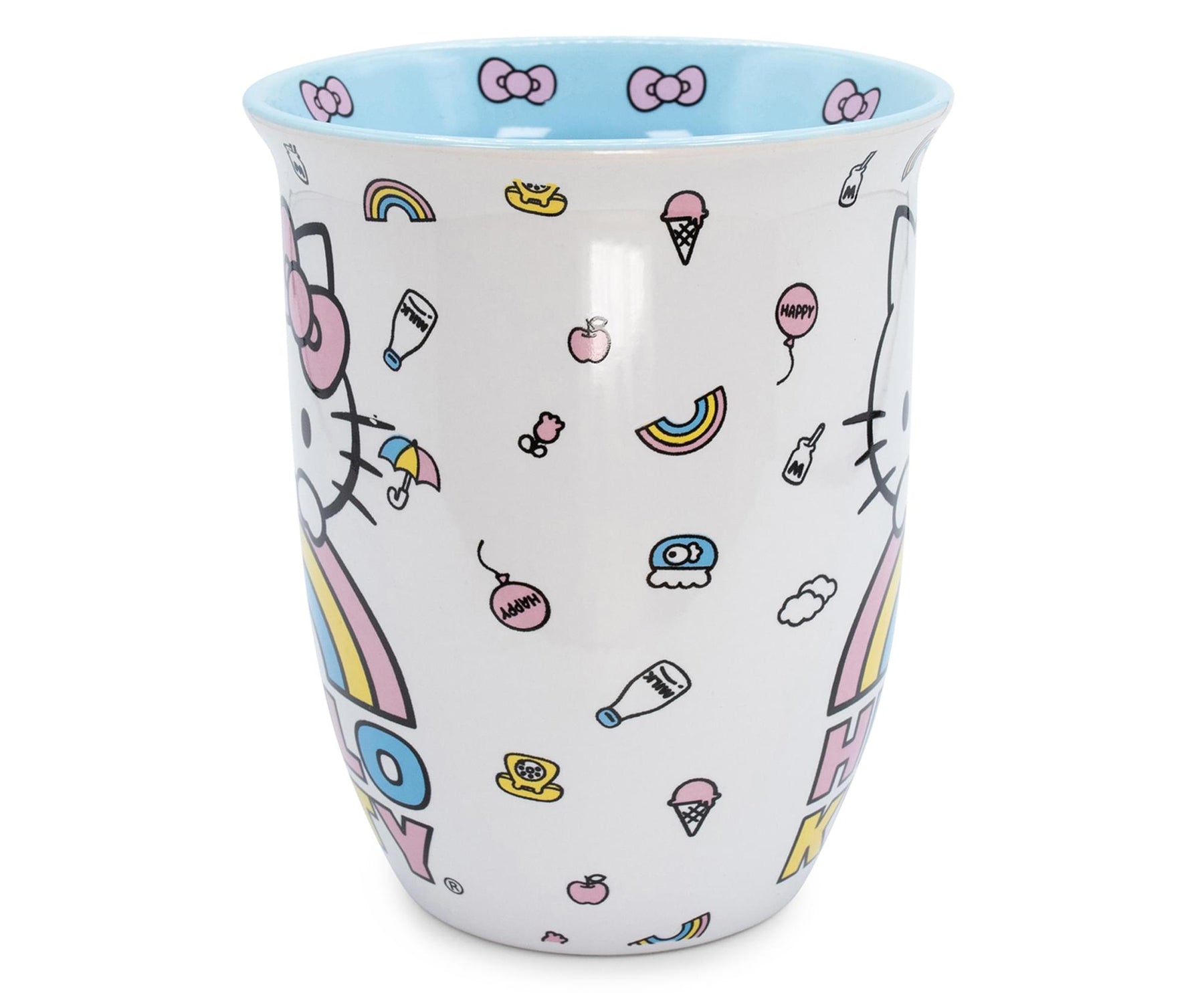 Hello Kitty Pastel Rainbow Wide Rim Ceramic Mug | Holds 14 Ounces