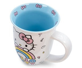 Hello Kitty Pastel Rainbow Wide Rim Ceramic Mug | Holds 14 Ounces