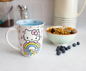 Hello Kitty Pastel Rainbow Wide Rim Ceramic Mug | Holds 14 Ounces