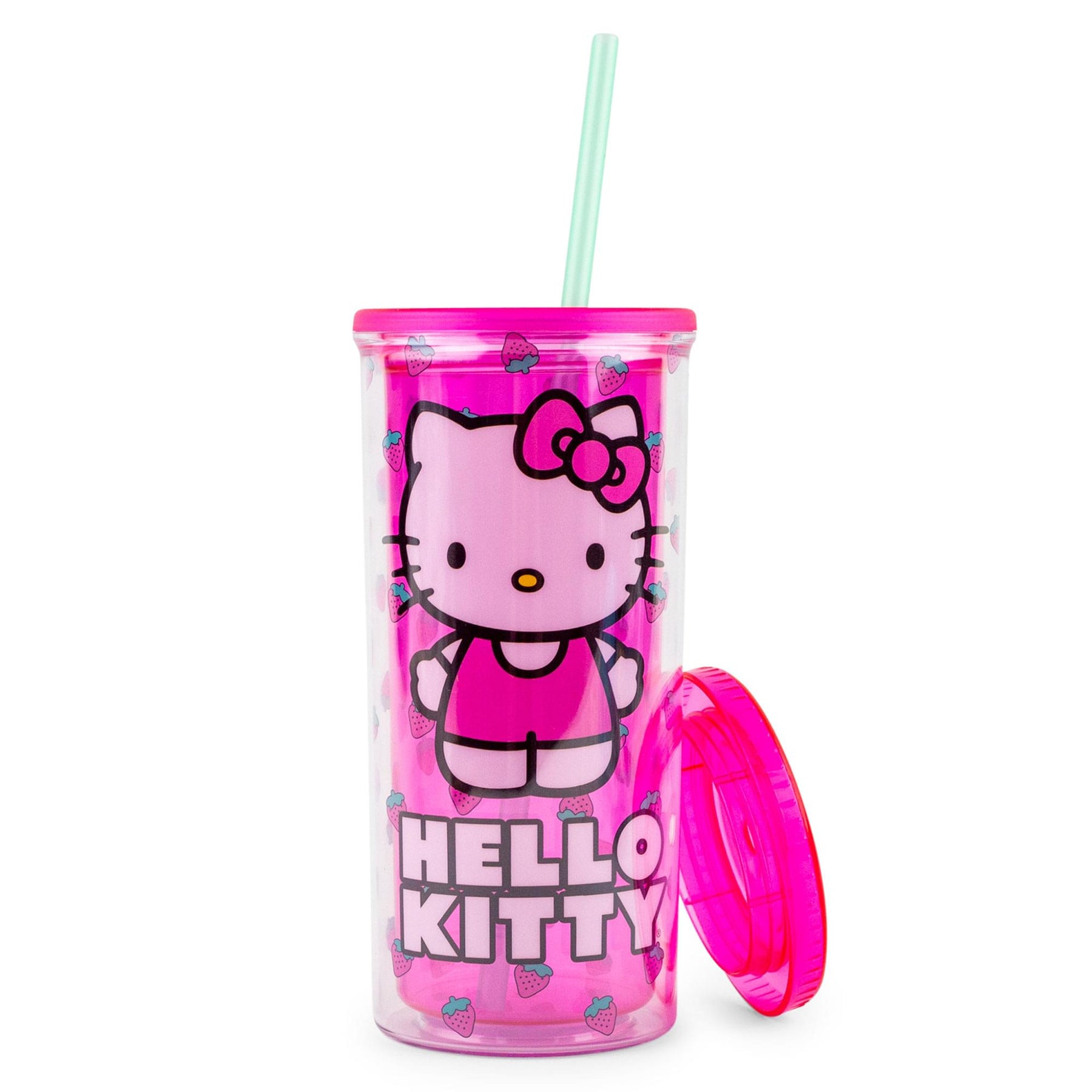 Hello Kitty Strawberry 20oz Spill Resistant Plastic Tumbler 