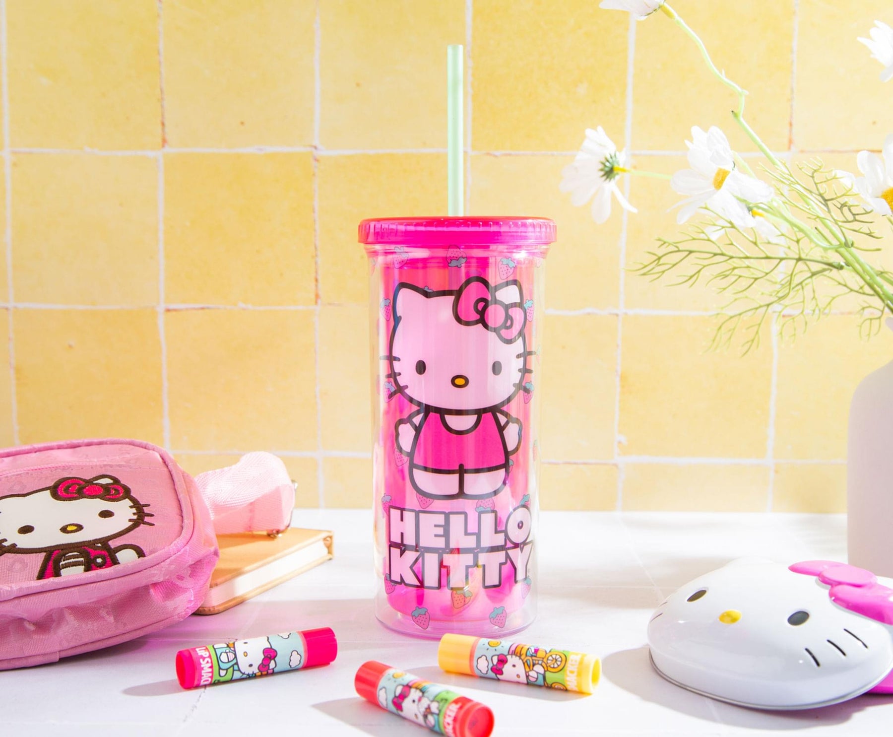 Silver Buffalo Sanrio Hello Kitty Berry Pink Carnival Cup With Lid