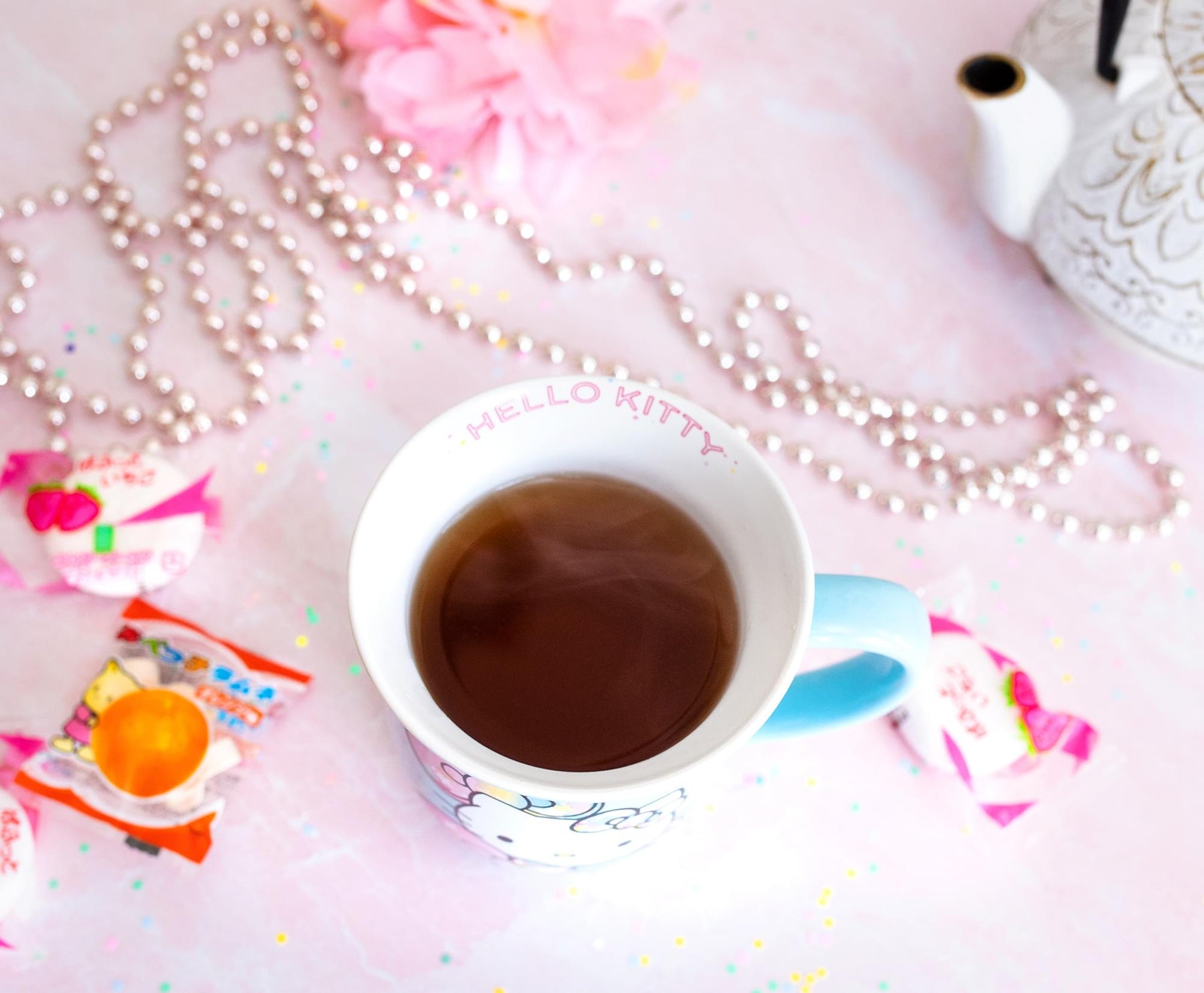 Sanrio Hello Kitty Pastel on Rainbow Wide Rim Ceramic Mug | Holds 16 Ounces