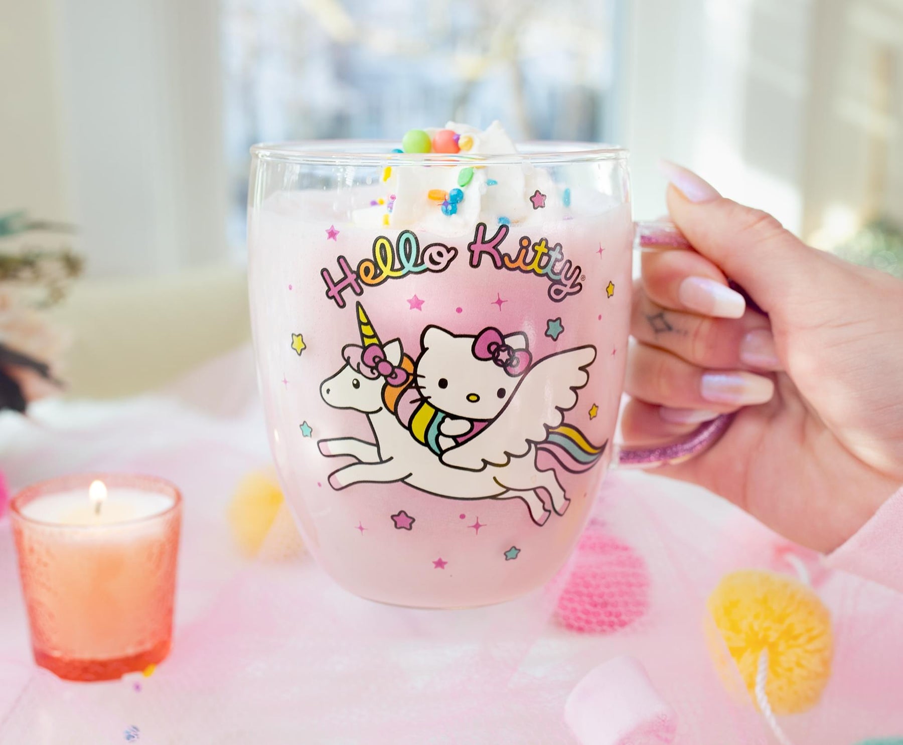 Cow Hello Kitty Glass Cup