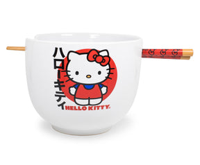 Hello Kitty Japanese Dinnerware Set | 20-Ounce Ramen Bowl, Chopsticks