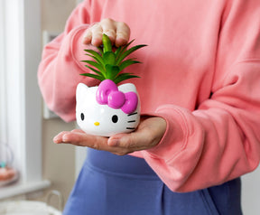 Sanrio Hello Kitty Face 3-Inch Ceramic Mini Planter with Artificial Succulent