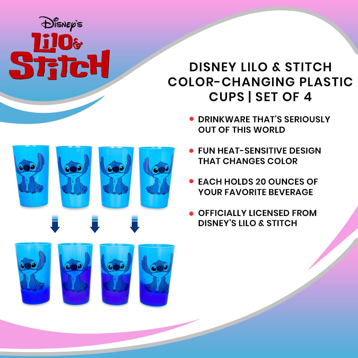 Disney Lilo & Stitch Tropical 2-Ounce Plastic Mini Cups Set of 4