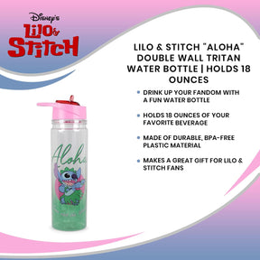 Lilo & Stitch "Aloha" Double Wall Tritan Water Bottle | Holds 18 Ounces