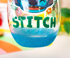 Disney Lilo & Stitch Hawaiian Flowers Teardrop Stemless Wine Glass | 20 Ounces