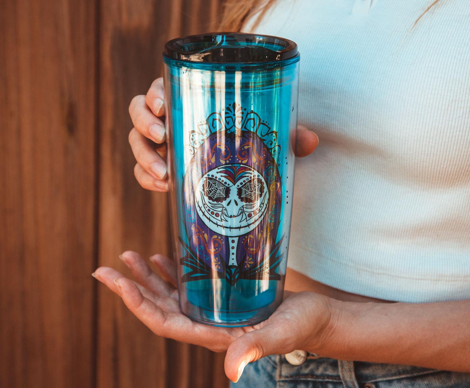 Disney Nightmare Before Christmas Sugar Skulls Plastic Travel Tumbler with Lid