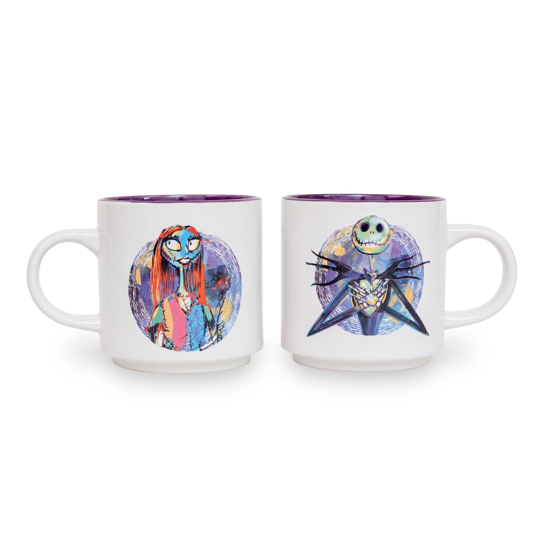 Disney Nightmare Before Christmas Splatter Characters Ceramic Stacking Mug Set