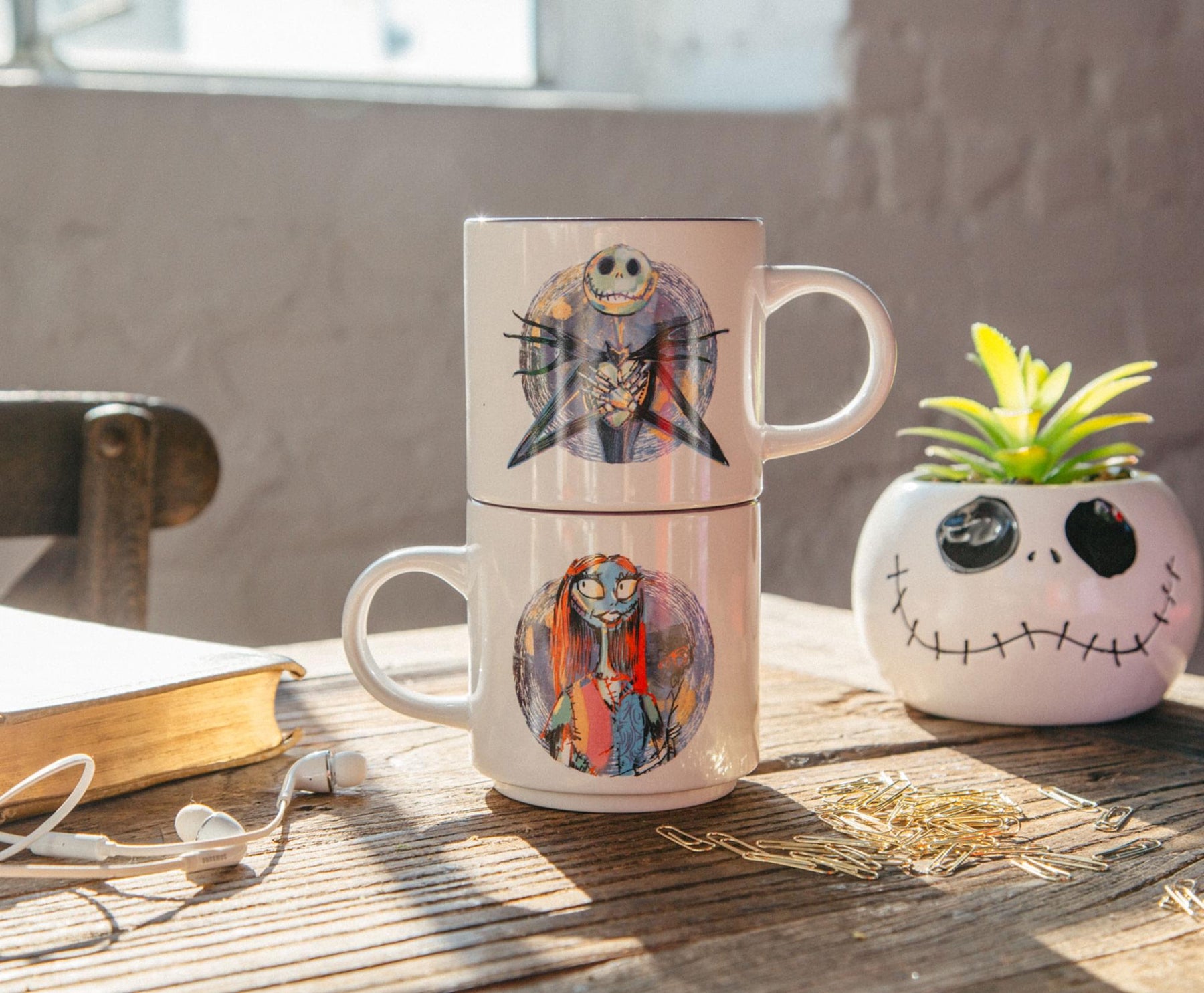 Disney Nightmare Before Christmas Splatter Characters Ceramic Stacking Mug Set