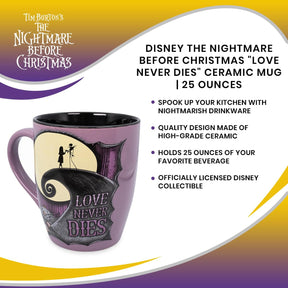 Disney The Nightmare Before Christmas "Love Never Dies" Ceramic Mug | 25 Ounces