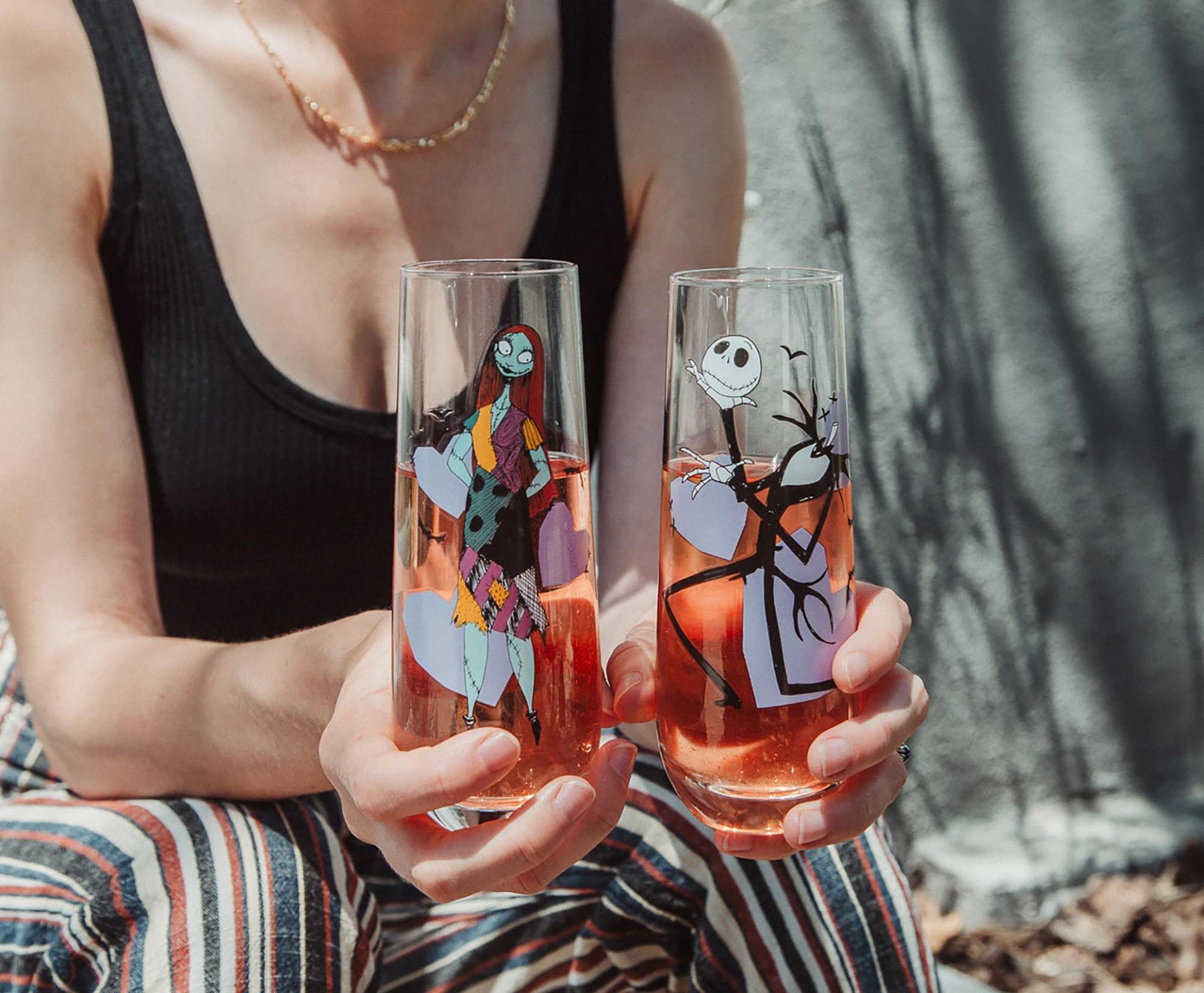 Disney The Nightmare Before Christmas Jack & Sally on Spiral Hill Stemless  Glass 