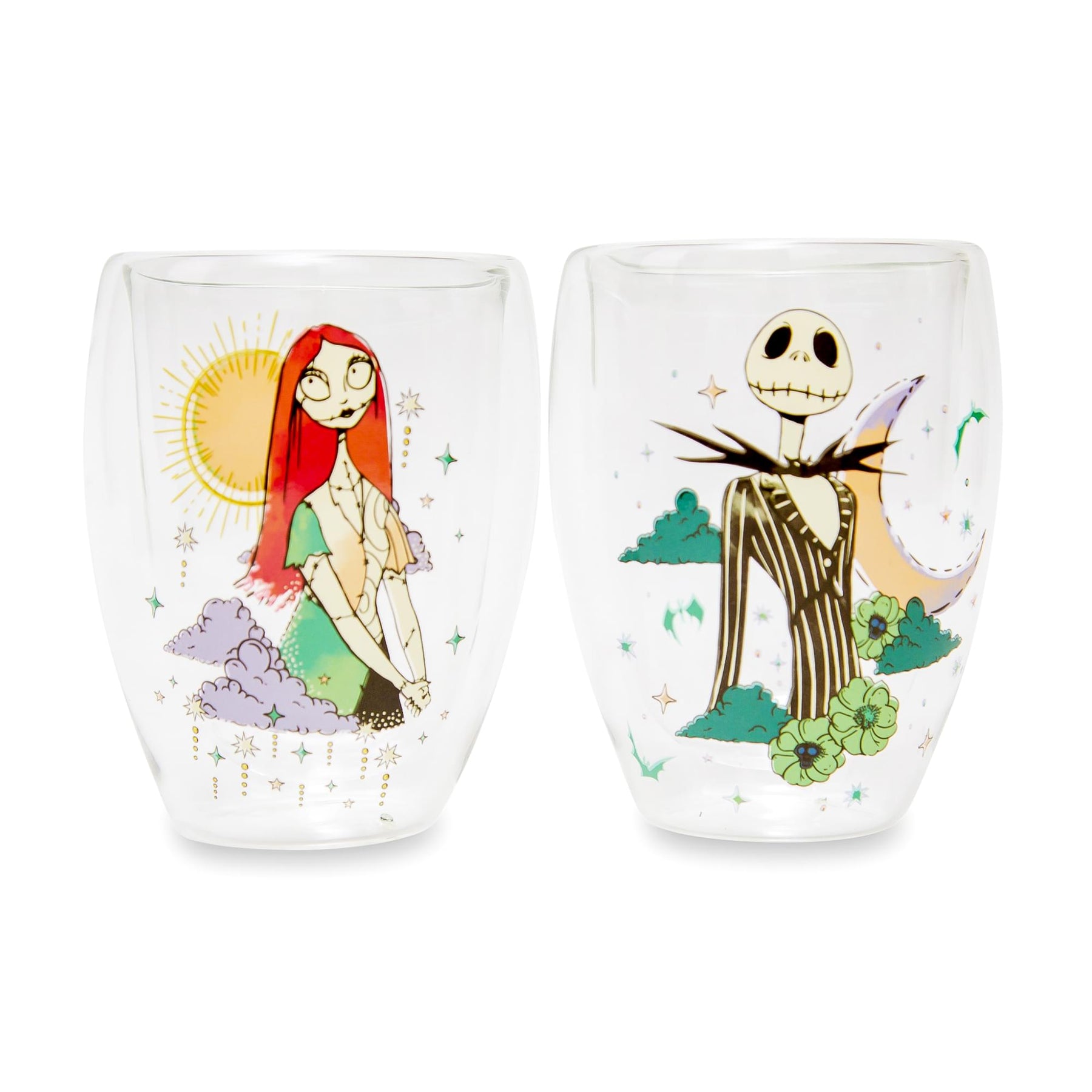 Disney The Nightmare Before Christmas Jack and Sally Stemless Glasses | Set of 2