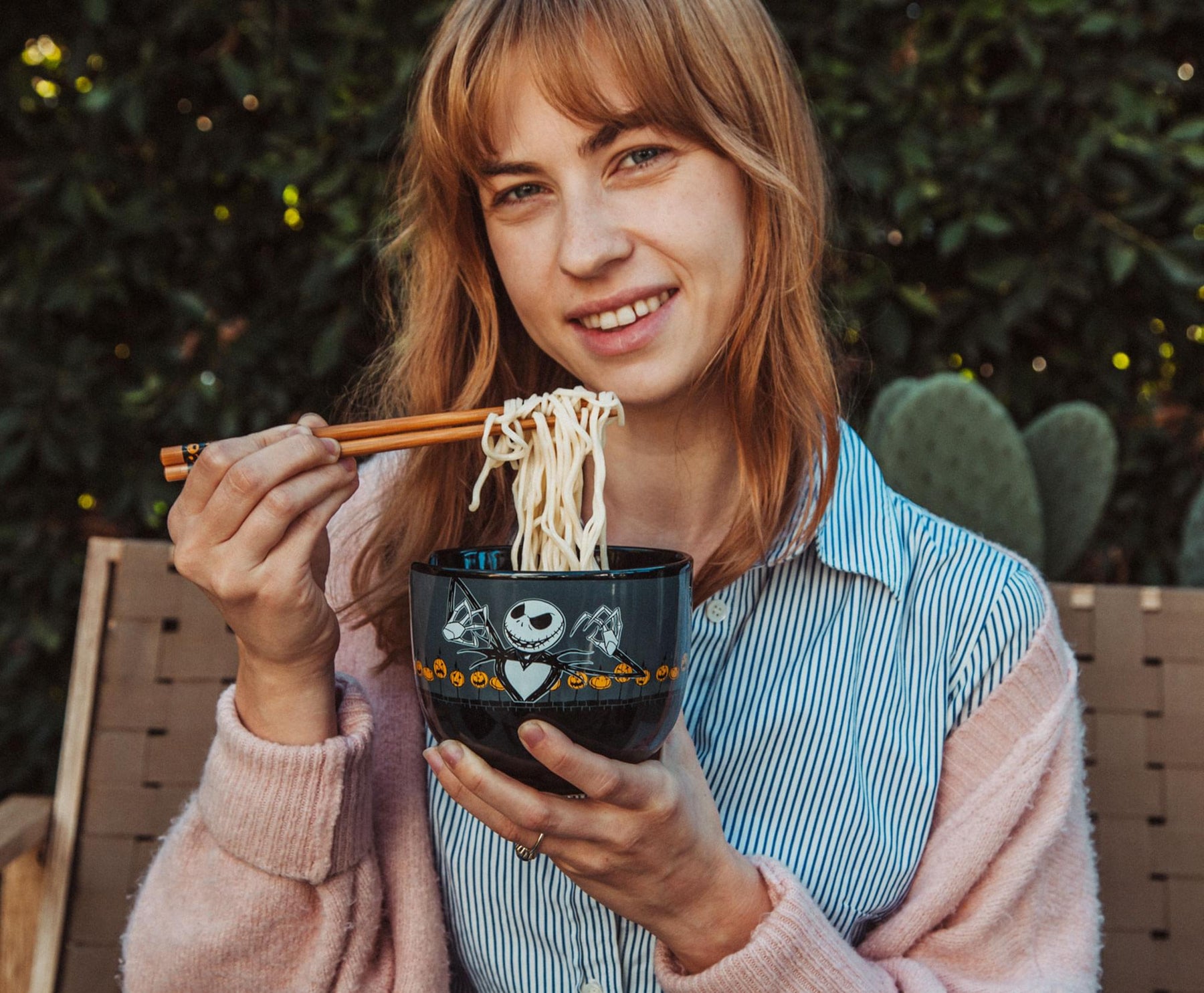 Disney Nightmare Before Christmas Scary Jack 20-Ounce Ramen Bowl With Chopsticks