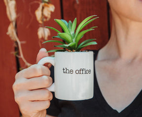 The Office "World's Best Boss" 3-Inch Ceramic Mini Planter With Artificial Succulent