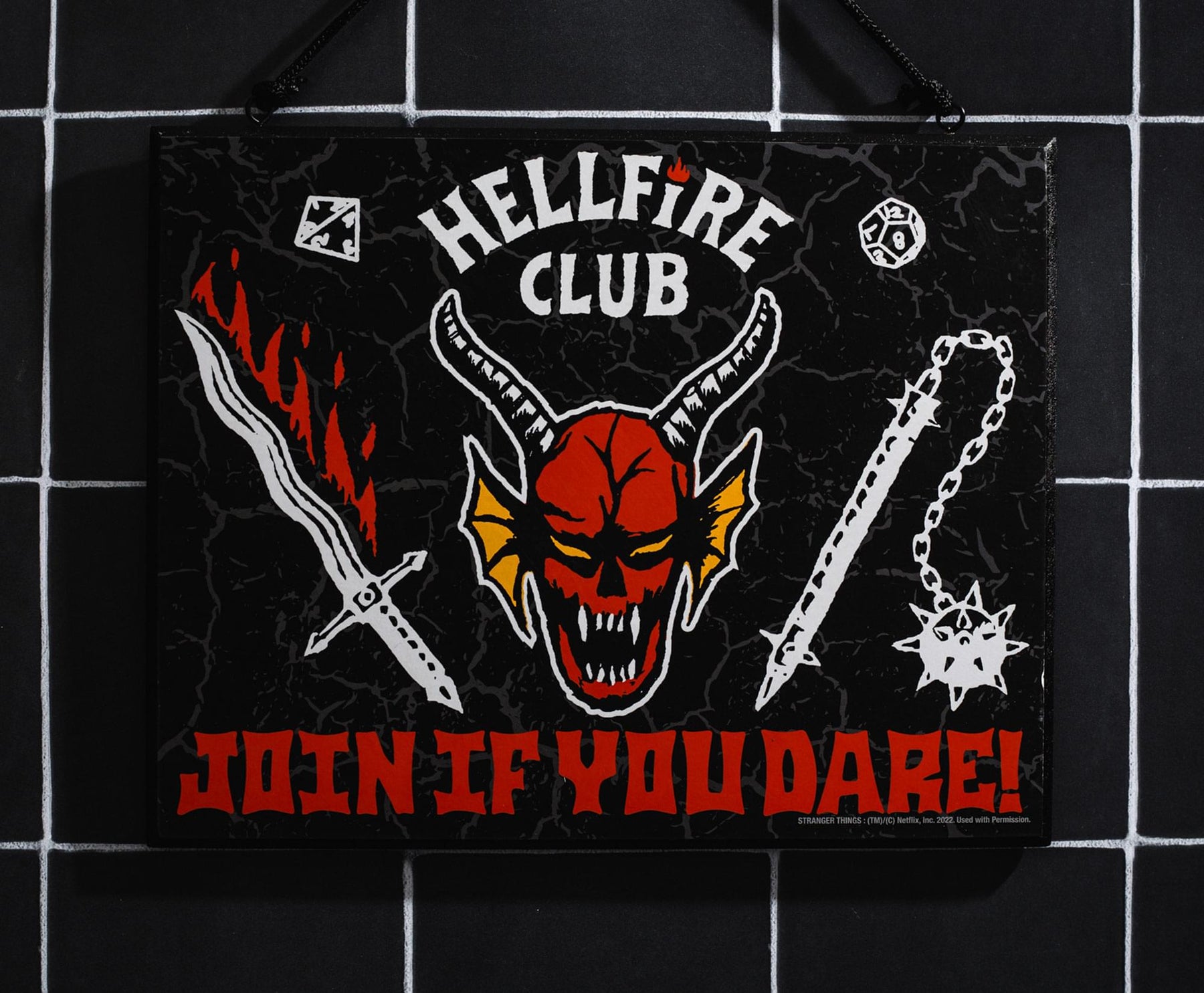 Stranger Things Hellfire Club Reversible Hanging Sign Wall Art | 10 x 8 Inches