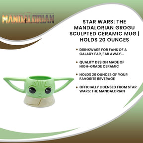 Star Wars: The Mandalorian Grogu Sculpted Ceramic Mug | Holds 20 Ounces