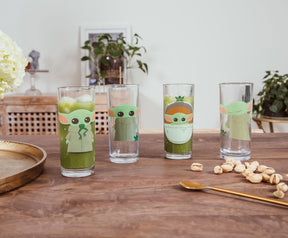 Star Wars: The Mandalorian Grogu With Frog 10-Ounce Tumbler Glasses | Set of 4