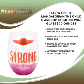 Star Wars: The Mandalorian The Child Teardrop Stemless Wine Glass | 20 Ounces