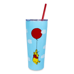 Winnie the Pooh Balloon Stainless Steel Tumbler With Straw | Holds 22 Ounces