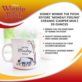 Disney Winnie the Pooh Eeyore "Monday Feeling" Ceramic Camper Mug | 20 Ounces