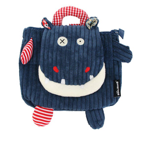 Les Deglingos Corduroy Backpack Plush | Hippipos the Hippo