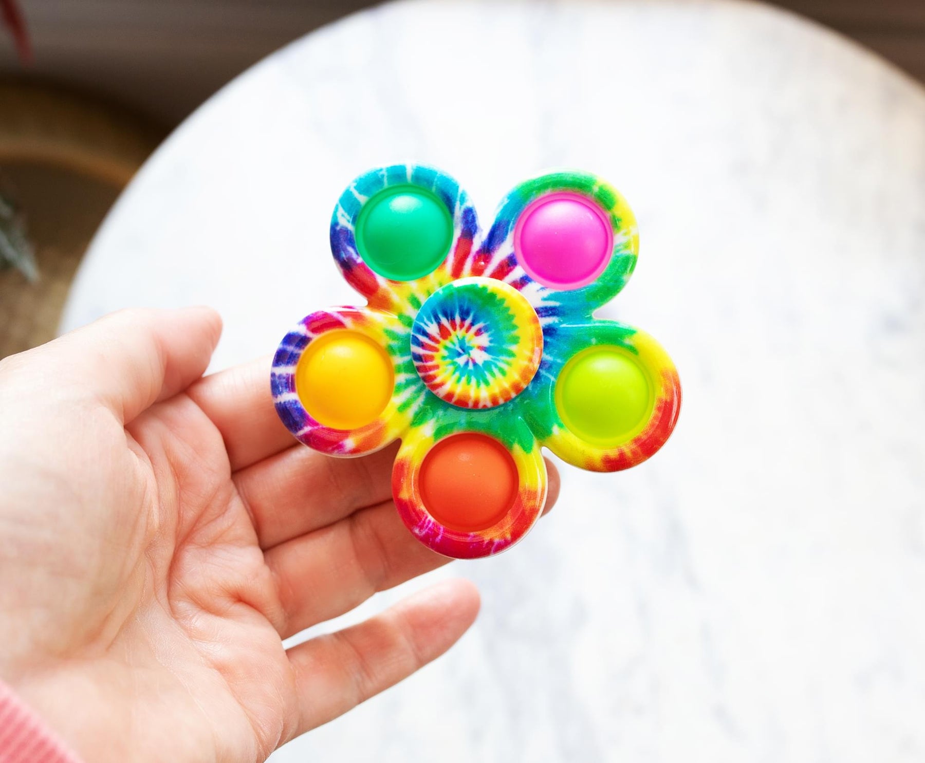 Pop Fidget Toy Spinner 5-Button Rainbow Bubble Popping Game