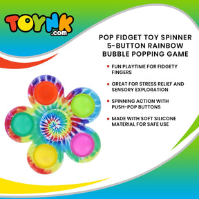 Pop Fidget Toy Spinner 5-Button Rainbow Bubble Popping Game