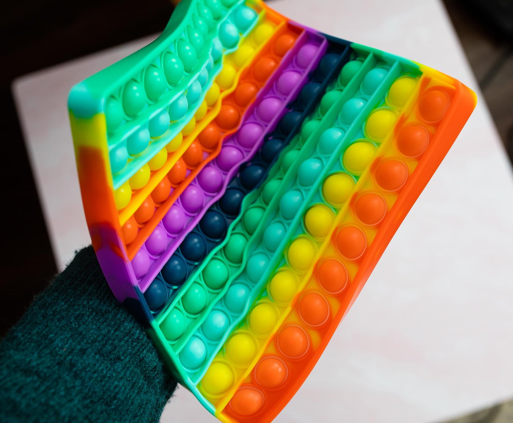 Rainbow Square 100-Button Silicone Pop Fidget Toy