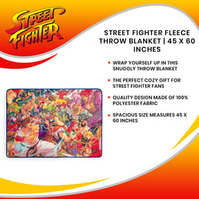 Street Fighter Fleece Throw Blanket | 45 x 60 Inches