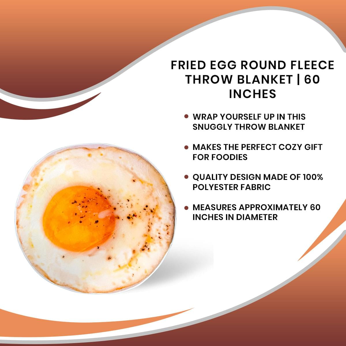 Fried Egg Round Fleece Throw Blanket | 60 Inches