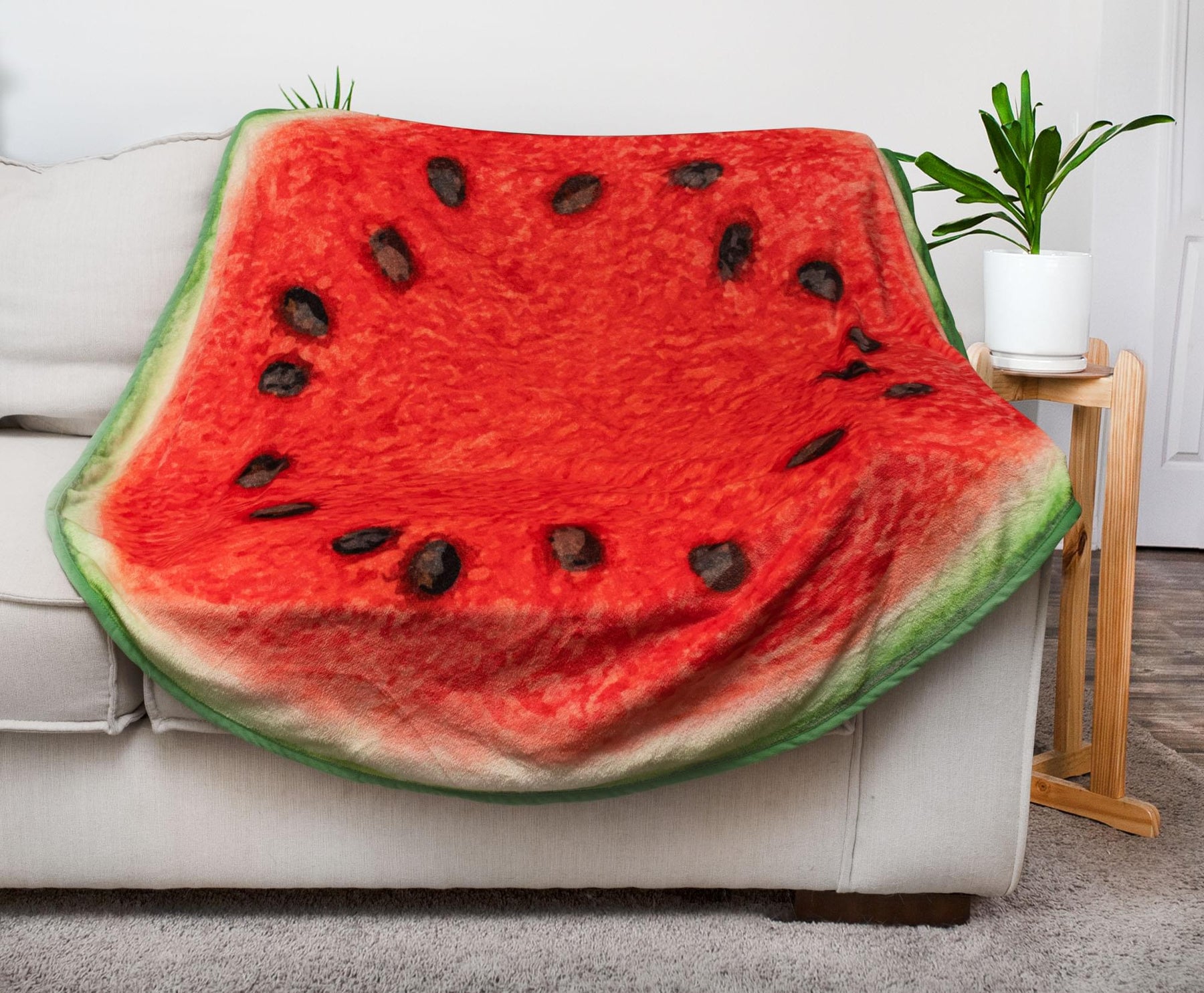 Watermelon Slice Round Fleece Throw Blanket | 60 Inches