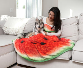 Watermelon Slice Round Fleece Throw Blanket | 60 Inches