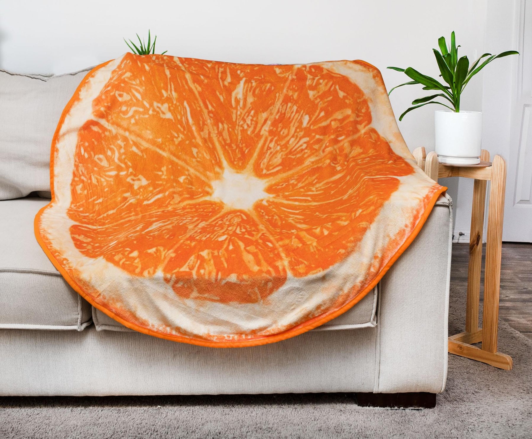 Orange Slice Round Fleece Throw Blanket | 60 Inches