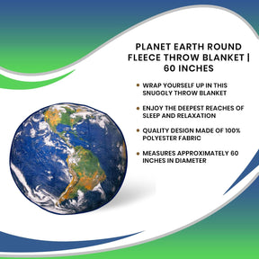 Planet Earth Round Fleece Throw Blanket | 60 Inches