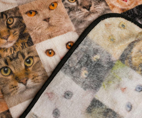 Cat Face Collage Fleece Throw Blanket | 45 x 60 Inches