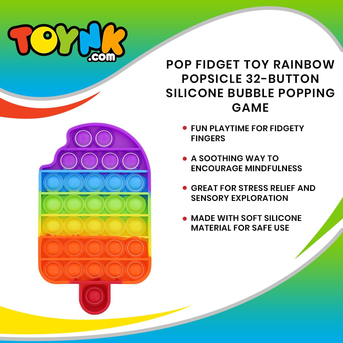 BOB Gift Pop Fidget Toy Silicone Bubble Popping Game | Rainbow Square