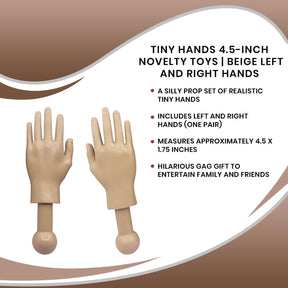 Tiny Hands 4.5-Inch Novelty Toys | Left and Right Hands, Beige