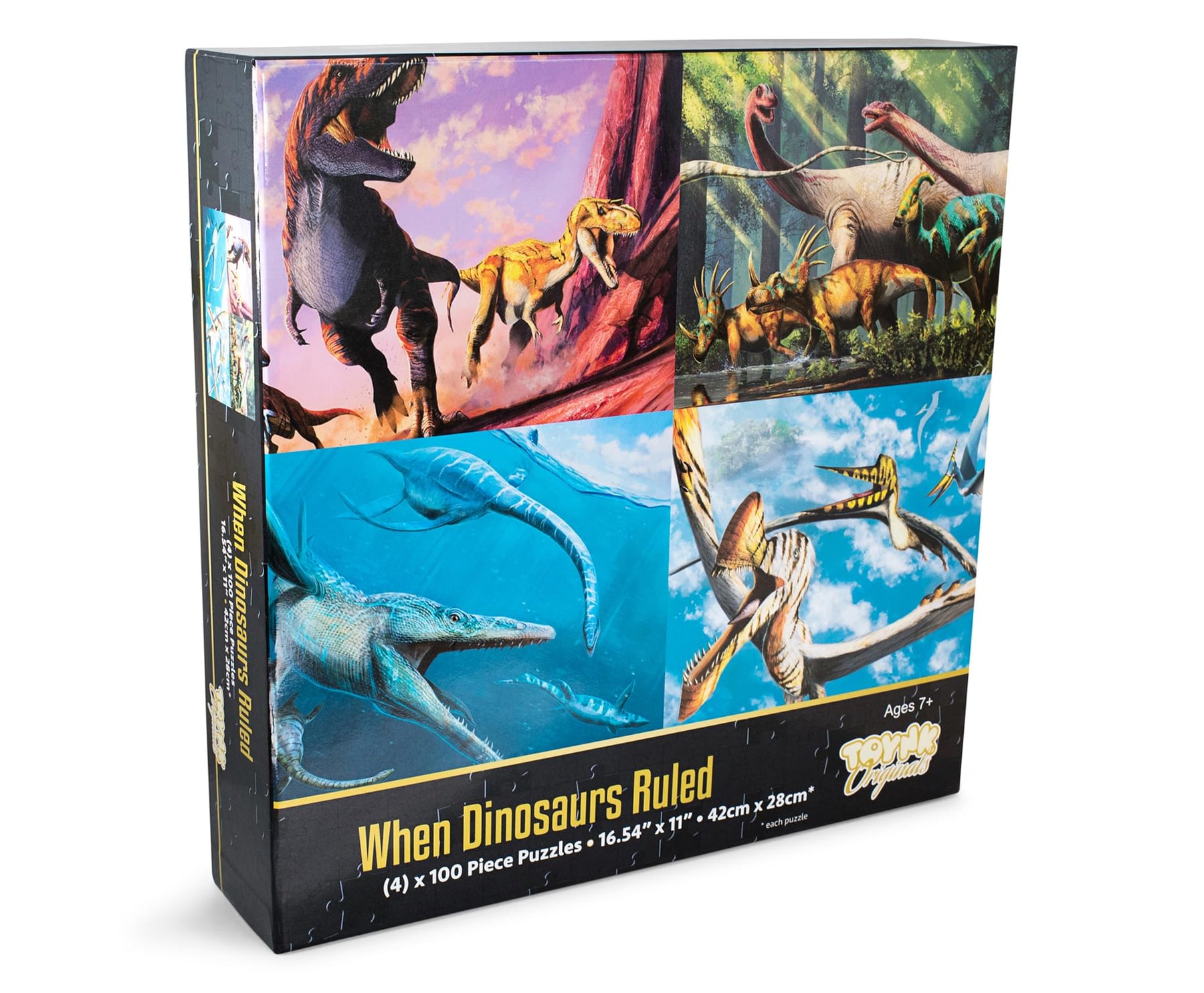 Dinosaur 100-Piece Jigsaw Puzzle Box Bundle | Set of 4