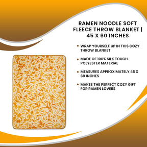 Ramen Noodle Soft Fleece Throw Blanket | 45 x 60 Inches